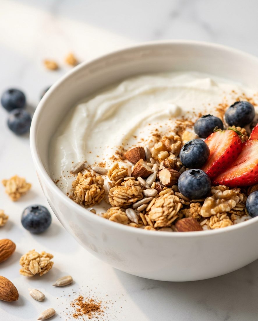 Skyr z owocami i domowa granola