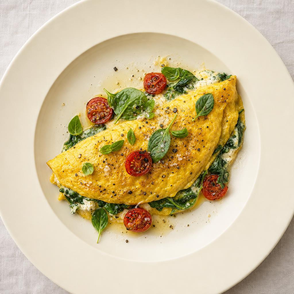 Omlet ze szpinakiem i fetą